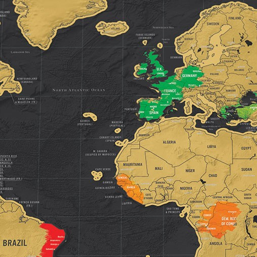 Carte du monde à gratter deluxe | Idée Cadeau Québec