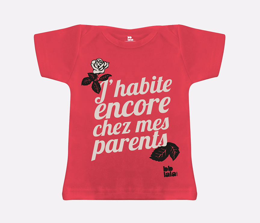 T-shirt bébé : J'habite encore chez mes parents | Idée Cadeau Québec