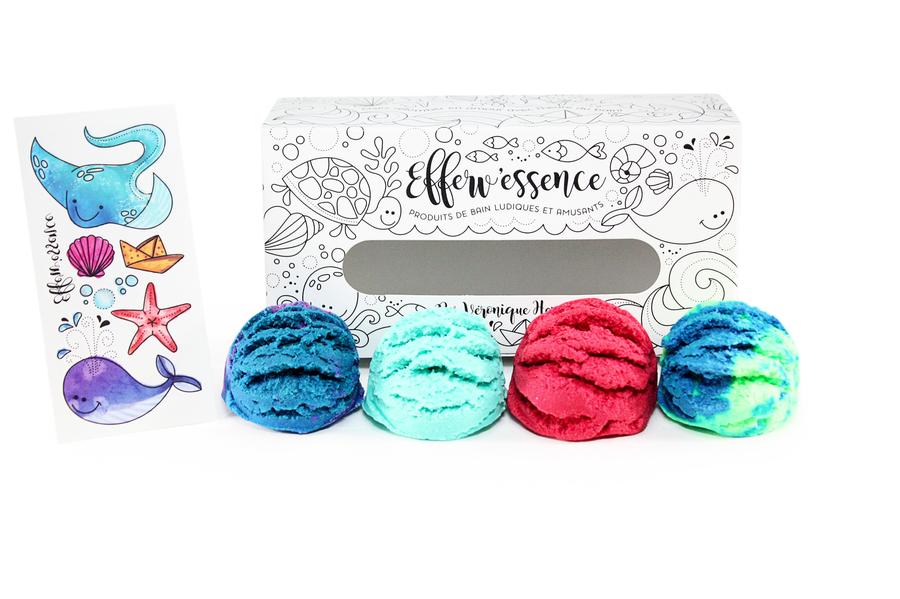 Boite à colorier – 4 crèmes glacées pour le bain