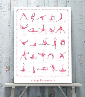 Affiche flamants roses – 25 postures de Yoga