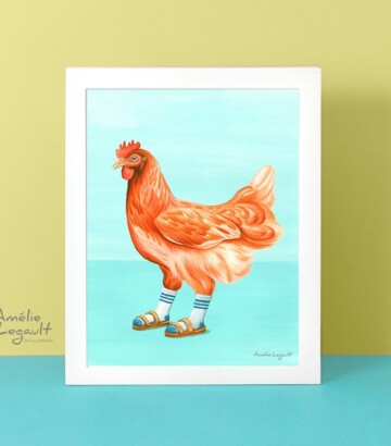 Affiche – Poulet en sandales