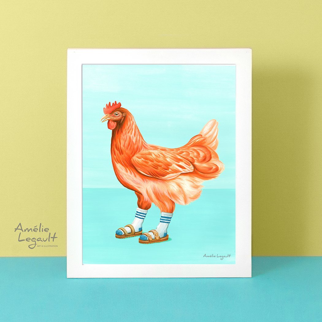 Affiche – Poulet en sandales