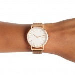 Montre solaire Solar Blanc | Maille Or Rose