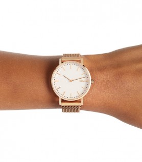 Montre solaire Solar Blanc | Maille Or Rose