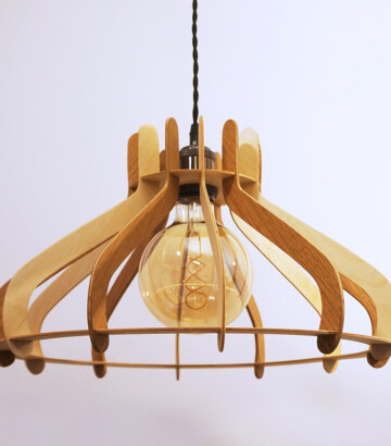 Lampe suspendue vintage en bois – Merisier & Chêne