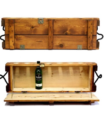 Mini bar en bois sienna – Ancienne boîte de munitions