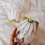 Duo de verres sans pieds - Fleurs blanches