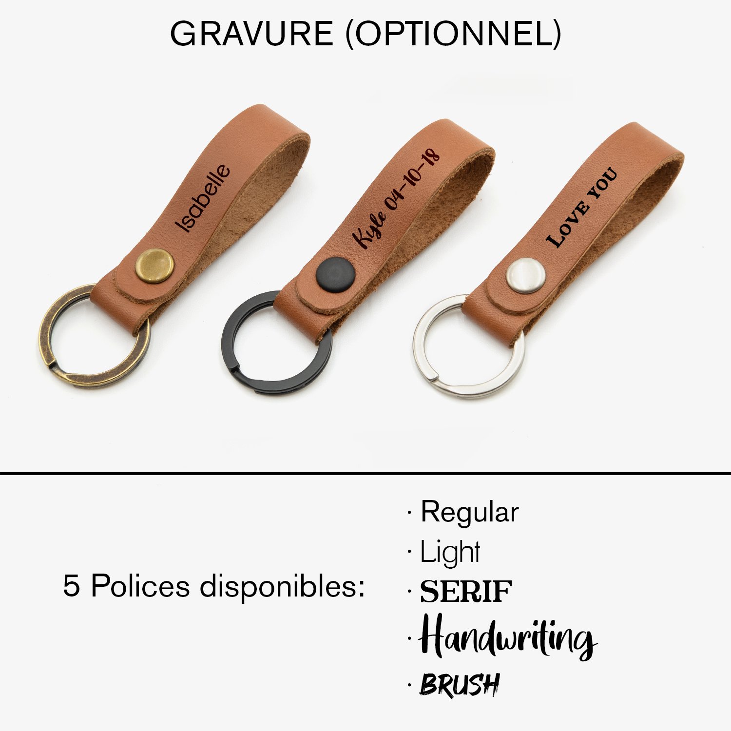 Porte-clé personnalisé en cuir - BoisFrancK