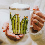 Tasse isolante en acier avec cactus