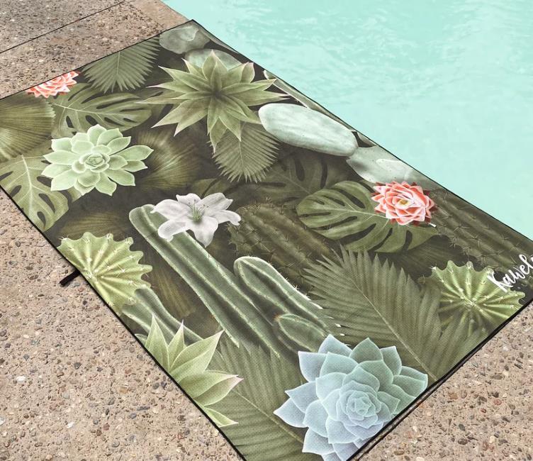 Serviette en microfibre avec cactus et succulentes