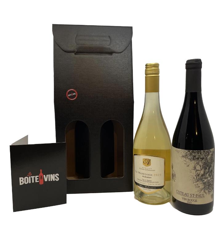 Coffret cadeau st-valentin - coeur et vin rouge - Un grand marché