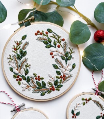 Kit de broderie DIY – Couronne d’hiver