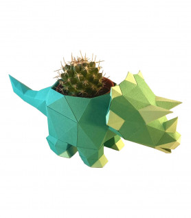 Sculpture en papier 3D – Jardinière Tricératops