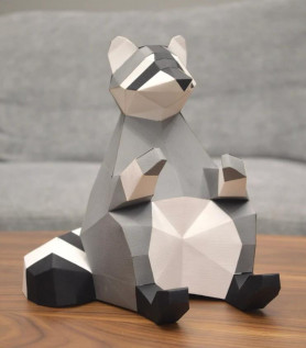 Sculpture en papier 3D – Raton laveur