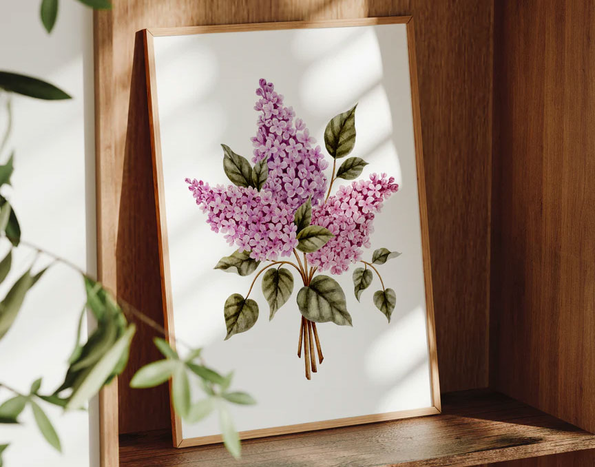 affiche d'un bouquet de lilas