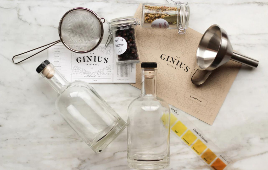 Ensemble de fabrication de gin maison à offrir en cadeau pour papa