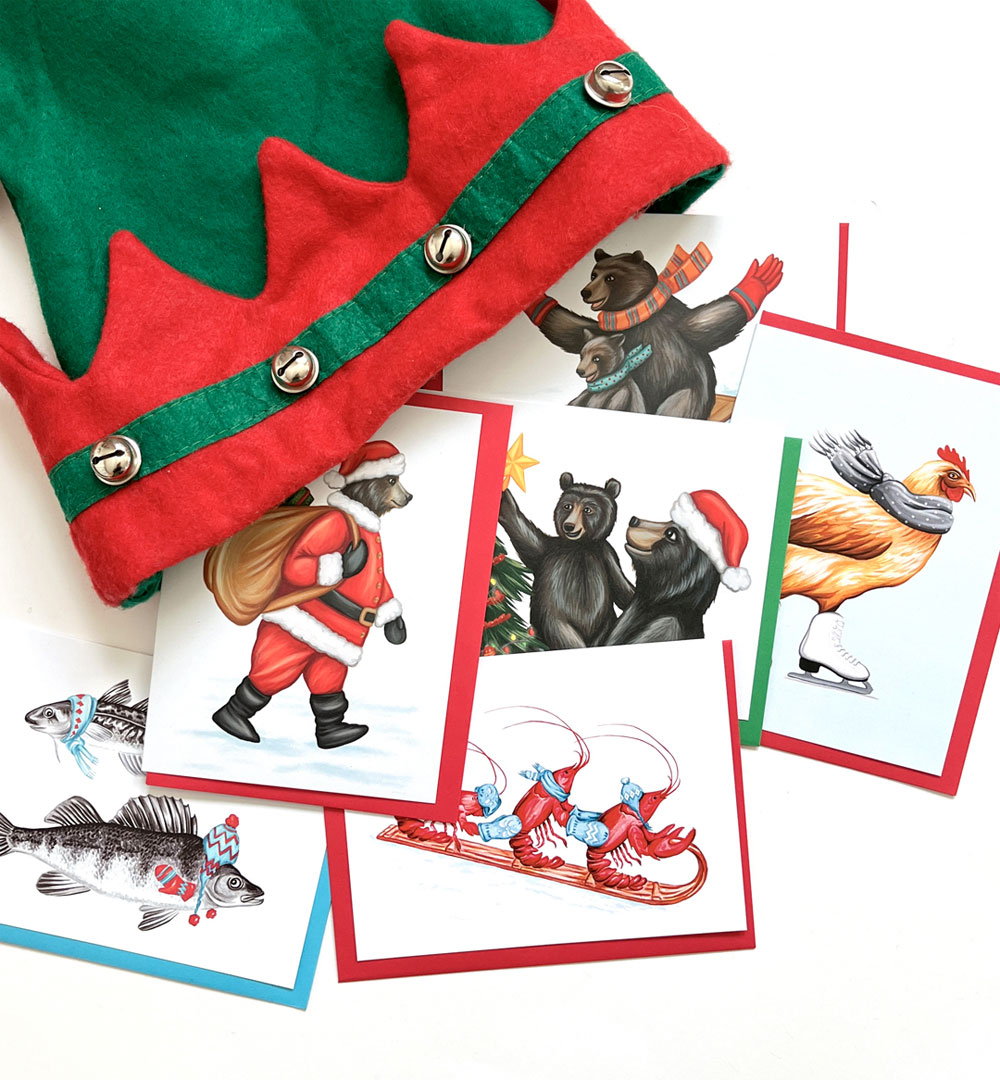 Cartes de voeux de Noël avec touche de fantaisie