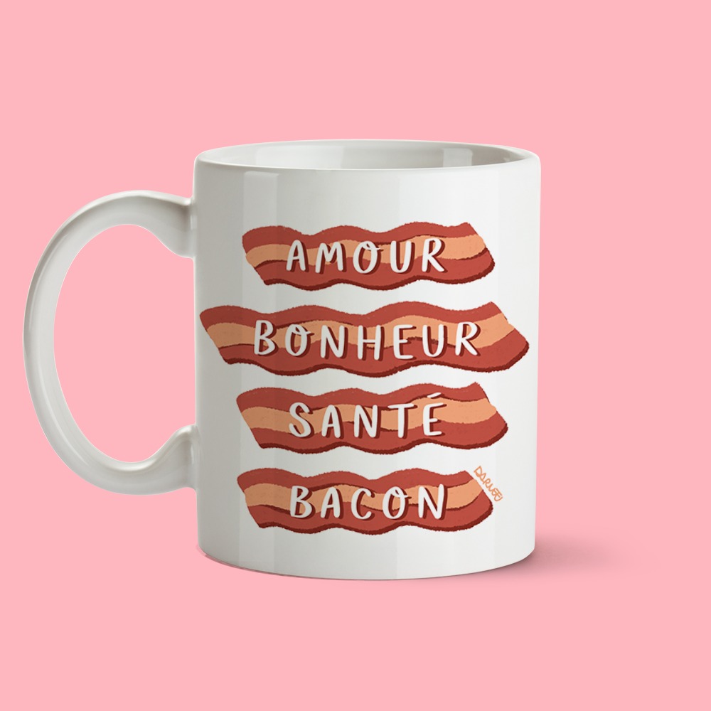 Tasse – Amour, bonheur, santé & bacon