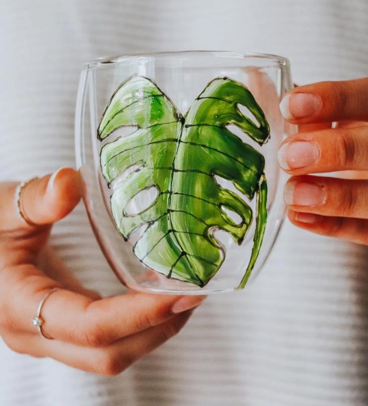 Verre double paroi avec Monstera