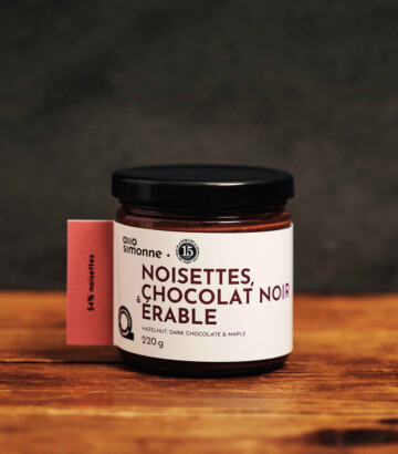 Tartinade noisettes, chocolat noir & érable