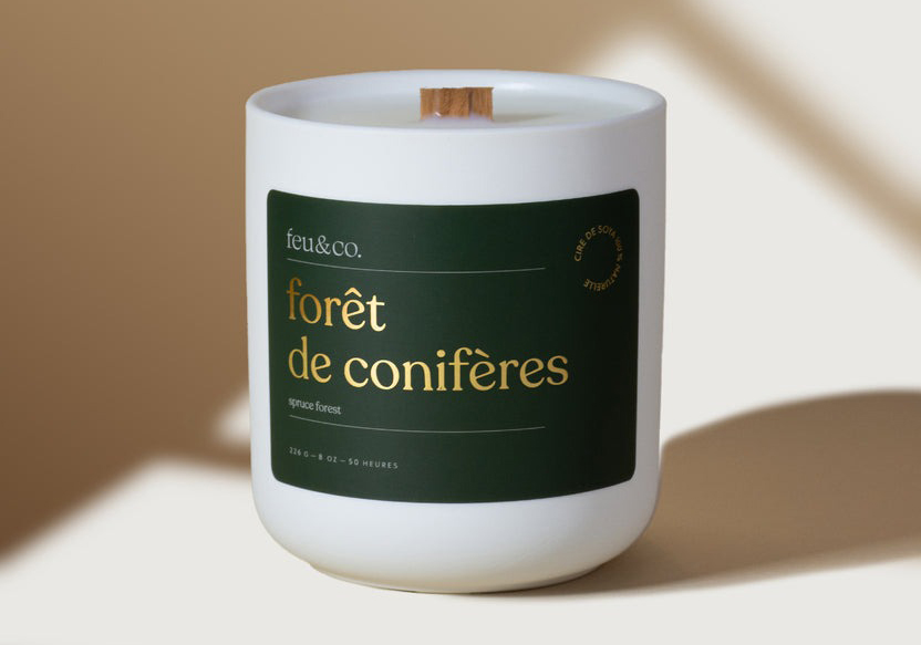 Bougie de conifères à offrir en cadeau d'hôte