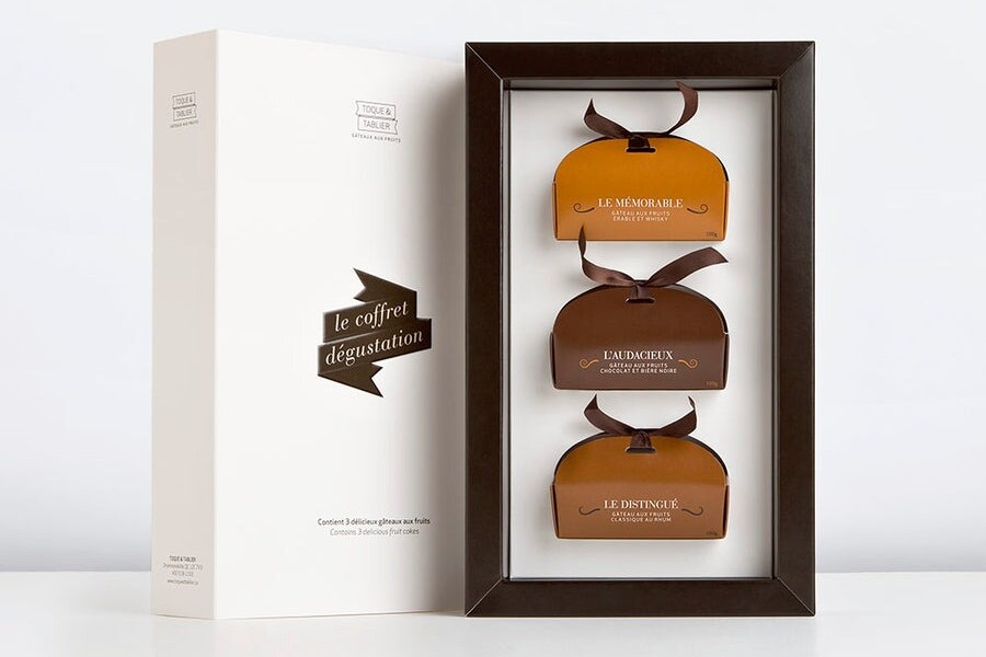 Coffret de 3 gâteaux aux fruits à offrir comme cadeaux d'hôtesse