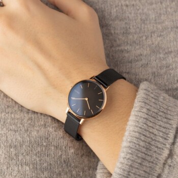 Montre SOLIOS – Solar Mini curve | Maille noir