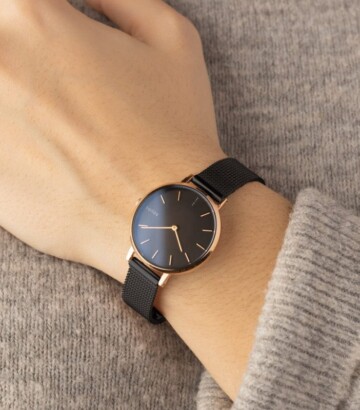 Montre SOLIOS – Solar Mini curve | Maille noir