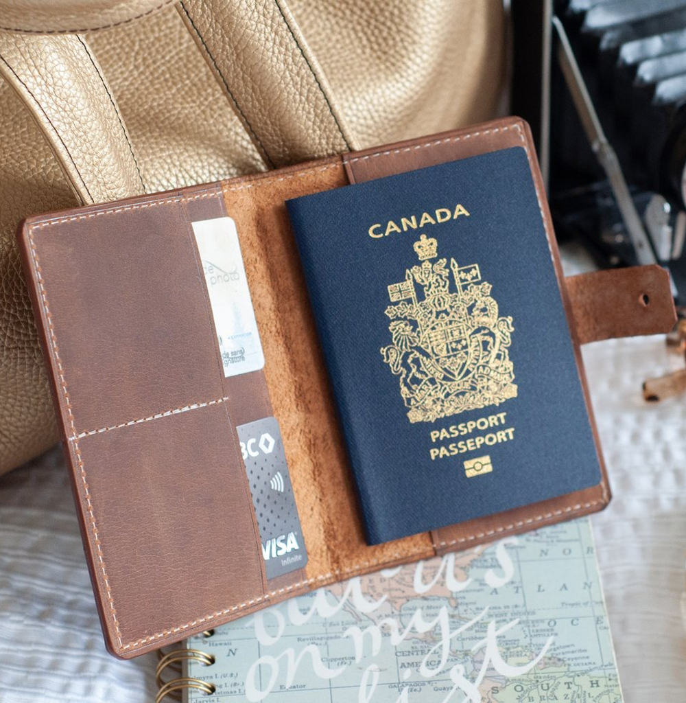 Étui à passeport en cuir pour voyage