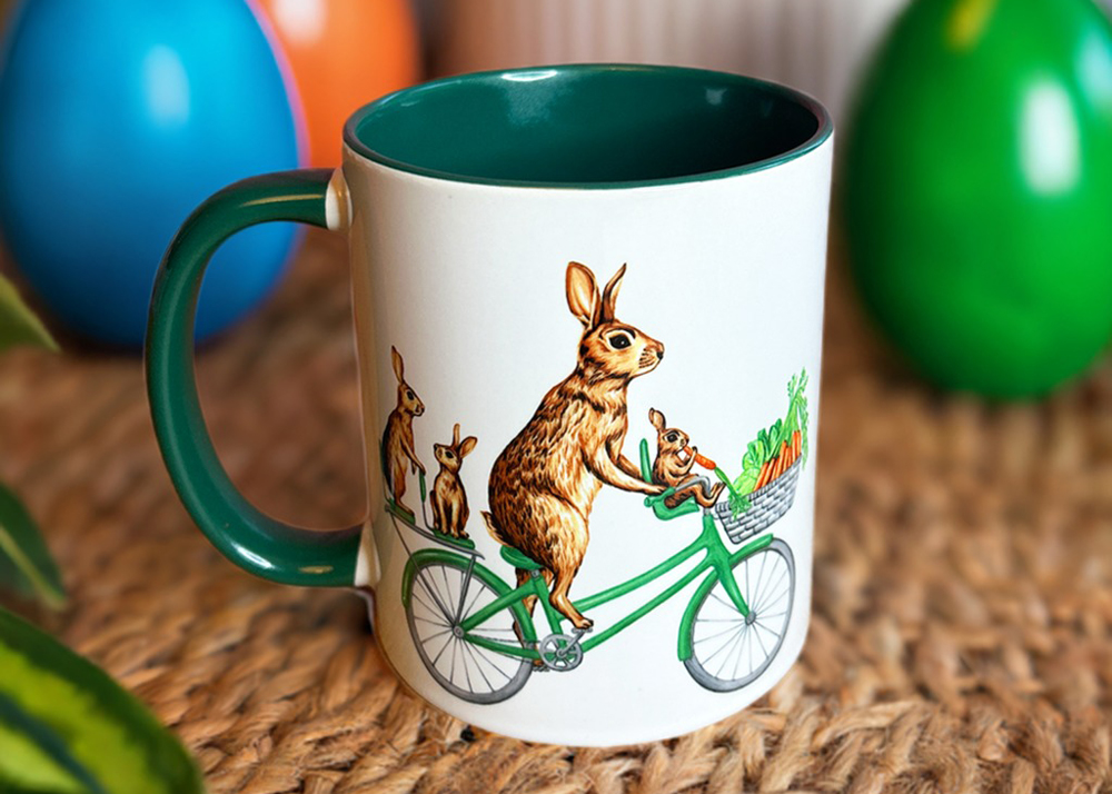 Cadeaux pour Pâques : Tasse avec lapins