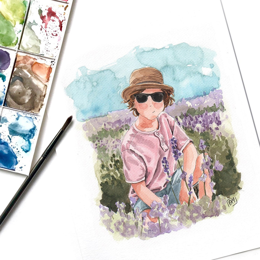 Portrait personnalisé à l’aquarelle