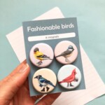 Ensemble de 4 aimants - Oiseaux à la mode