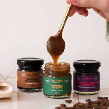 Trio de petits pots de caramel choco-café