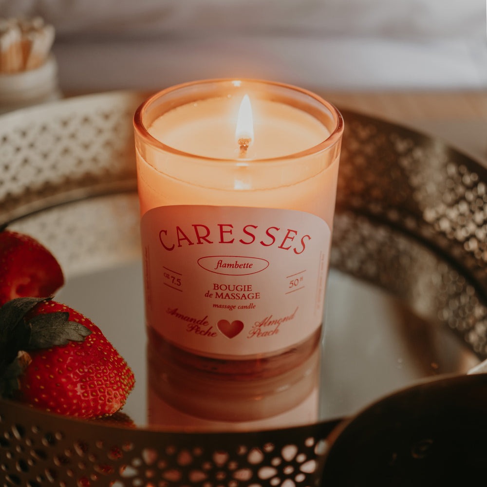 Bougie de massage – Caresses amande & pêche