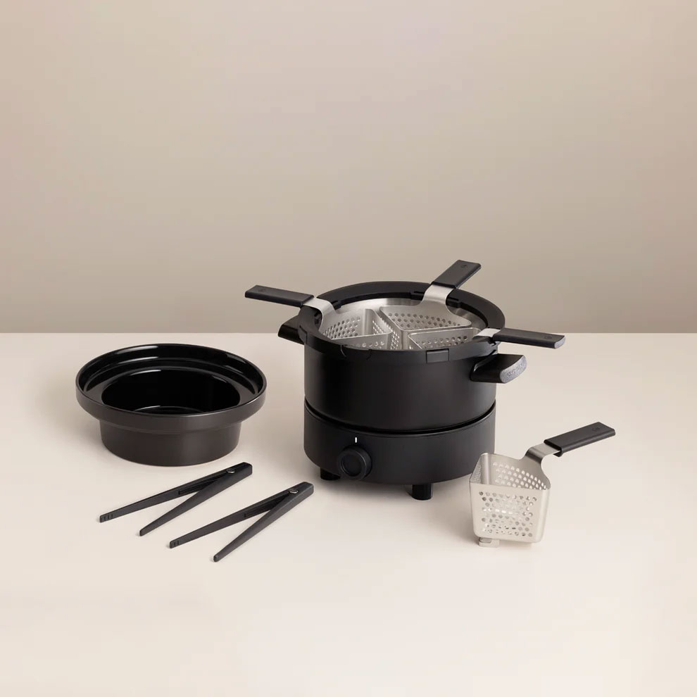 Ensemble à fondue Fondussimo pour 4 personnes 3-en-1 avec bol en céramique