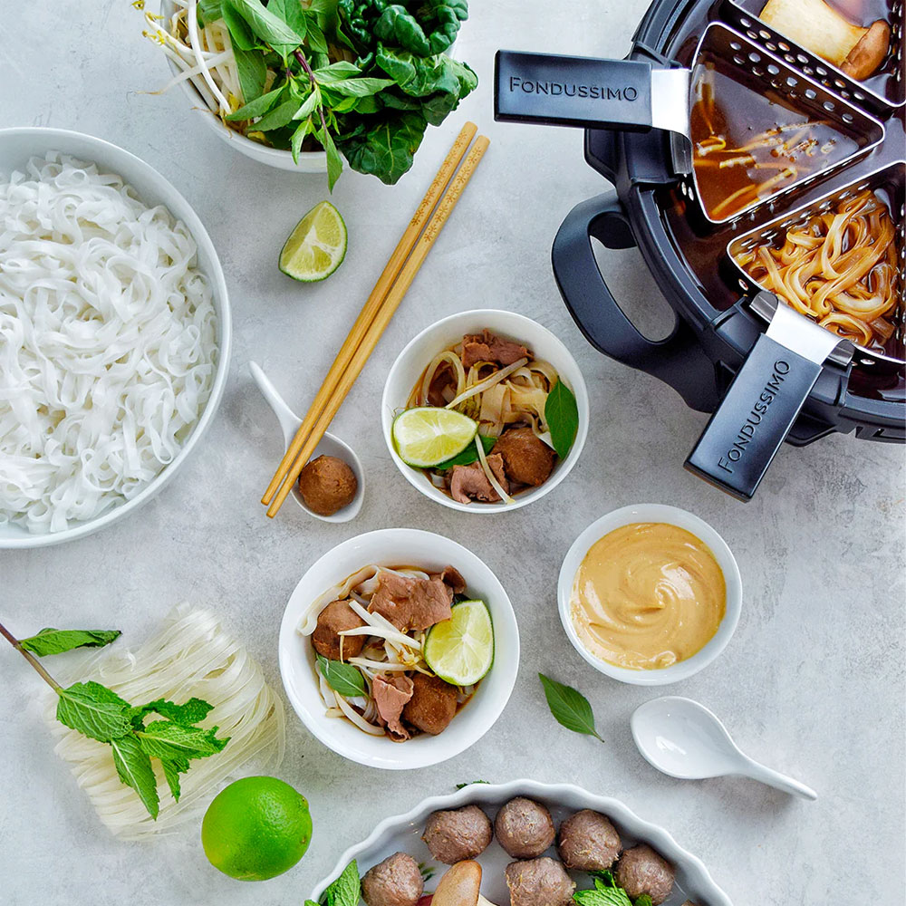 Recette de fondue de style soupe pho vietnamien de Fondussimo