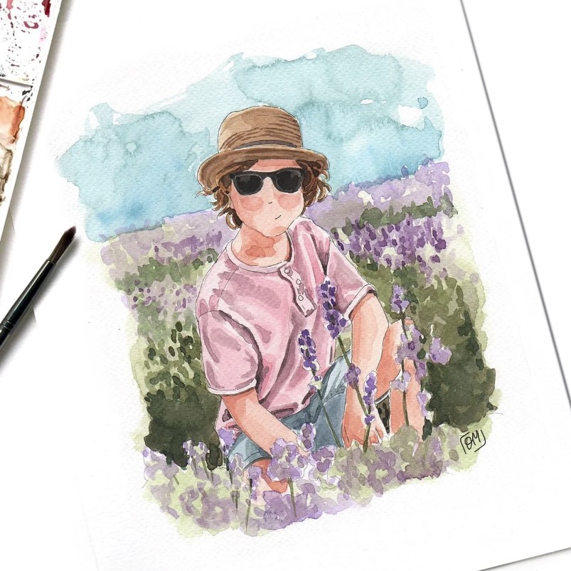 Aquarelle personnalisée comme cadeau de condoléances