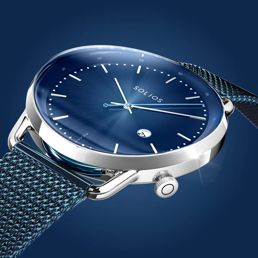 Montre Solaire Minimaliste – Cadran bleu