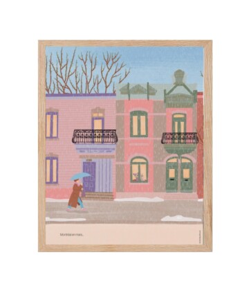 Affiche Illustrée Montréal en Mars – Déco Urbaine et Poétique