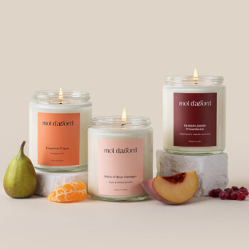 Trio de bougies de soja artisanales aux parfums fruités